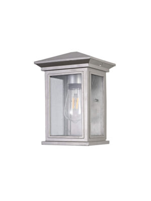 Acevado Flush Wall Lamp, 1 x E27, IP54, Silver Grey/Clear Seeded Glass, 2yrs Warranty