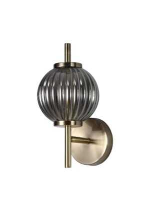 Archi Wall Lamp, 1 x G9, Antique Brass/Smoked Glass