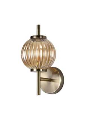 Archi Wall Lamp, 1 x G9, Antique Brass/Amber Glass