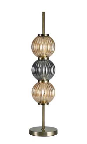 Archi Table Lamp, 3 x G9, Antique Brass/Smoked & Amber Glass