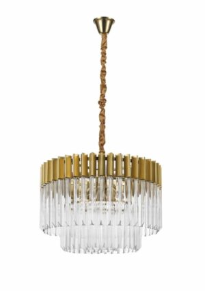 Aridius Pendant Round 8 Light E14, Brass/Glass