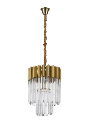 Aridius Pendant Round 4 Light E14, Brass/Glass