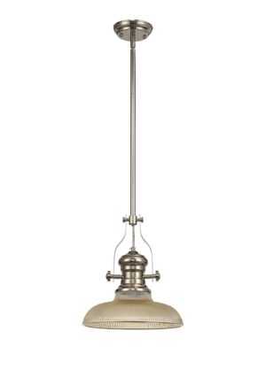 Astrid 1 Light Telescopic Pendant E27 With 30cm Round Glass Shade, Polished Nickel/Amber
