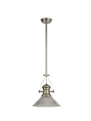 Astrid 1 Light Telescopic Pendant E27 With 30cm Cone Glass Shade, Polished Nickel/Clear