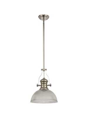 Astrid 1 Light Telescopic Pendant E27 With 30cm Dome Glass Shade, Polished Nickel/Clear