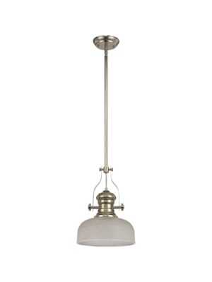 Astrid 1 Light Telescopic Pendant E27 With 26.5cm Prismatic Glass Shade, Polished Nickel/Clear