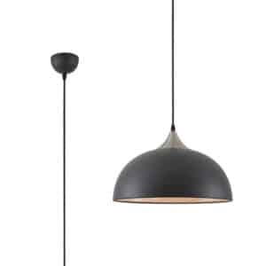 Atlanta Pendant, 1 x E27, Sand Black/Satin Nickel