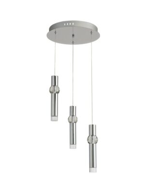 Atlo 3 Light Round Pendant, 3 x 5W LED, 3000K, 268lm, Polished Chrome, 3yrs Warranty