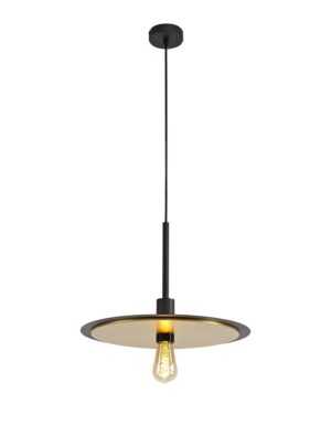 Aurelia Single 3 In1 Ceiling Flush, Semi-Fush & Pendant Light, 1 Light Adjustable E27, Black/Gold