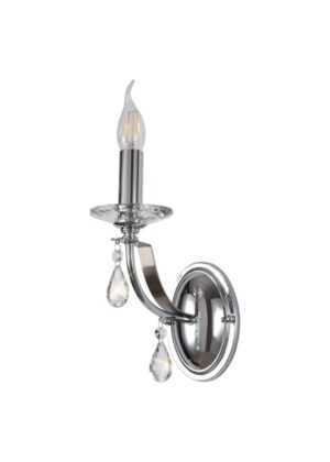 Avilia Wall Lamp 1 Light E14, Polished Chrome/Satin Nickel/Clear Crystal