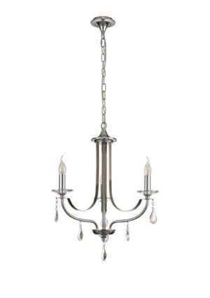 Avilia Pendant 3 Light E14 Polished Chrome/Satin Nickel/Clear Crystal
