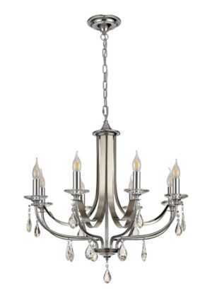 Avilia Pendant 8 Light E14 Polished Chrome/Satin Nickel/Clear Crystal