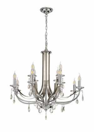 Avilia Pendant 12 Light E14 Polished Chrome/Satin Nickel/Clear Crystal