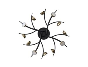 Ayers 12 Light Semi-Flush, 12 x 3W LED, 3000K, 1980lm, Black/Antique Brass, 3yrs Warranty