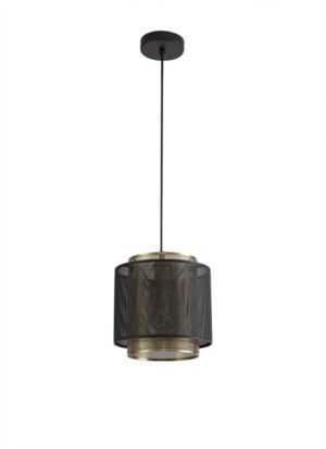 Bexter Single Small Pendant, 1 Light Adjustable E27, Matt Black/Satin Gold