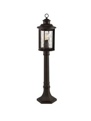Bulo Post Lamp, 1 x E27, Antique Bronze/Clear Ripple Glass, IP54, 2yrs Warranty