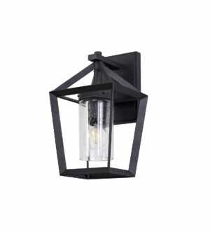 Carmilo Down Wall Lamp, 1 x E27, IP54, Anthracite/Clear Rain Drop Effect Glass, 2yrs Warranty