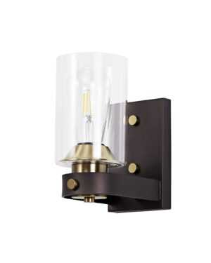 Castilla Wall Lamp 1 Light E27, Brown Oxide/Bronze With Clear Glass Shades