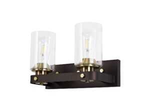 Castilla Wall Lamp 2 Light E27, Brown Oxide/Bronze With Clear Glass Shades