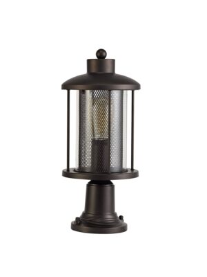Coach House Pedestal Lamp, 1 x E27, Antique Bronze/Clear Glass, IP54, 2yrs Warranty