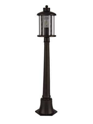 Coach House Single Headed Post Lamp, 1 x E27, Antique Bronze/Clear Glass, IP54, 2yrs Warranty