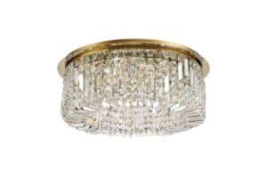 Dakota 65cm Round Flush Chandelier, 8 Light E14, Gold/Crystal