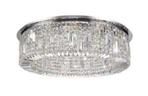 Dakota 80cm Round Flush Chandelier, 12 Light E14, Polished Chrome/Crystal