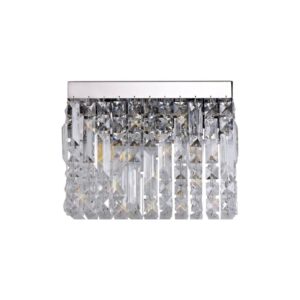 Dakota 29x13cm Rectangular Small Wall Lamp, 2 Light E14, Polished Chrome/Crystal