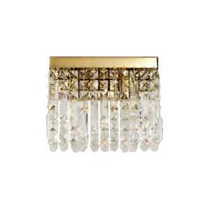 Dakota 29x13cm Rectangular Small Wall Lamp, 2 Light E14, Gold/Crystal