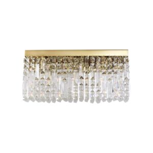 Dakota 50x24cm Rectangular Large Wall Lamp, 3 Light E14, Gold/Crystal