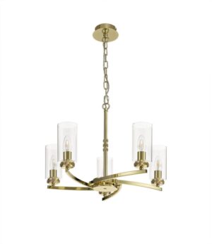 Delta Pendant/Semi Ceiling, 5 x E14, Polished Gold