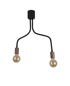 Gino Flexible Ceiling  2 Light E27, Satin Black/Brushed Copper