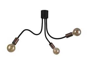 Gino Flexible Ceiling 3 Light E27, Satin Black/Brushed Copper