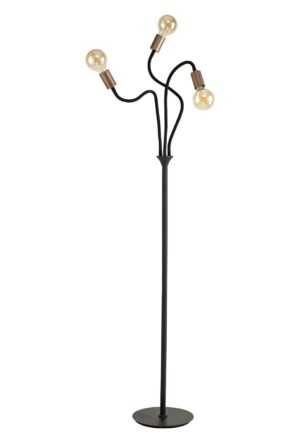 Gino Flexible Floor Lamp, 3 Light E27, Satin Black/Brushed Copper