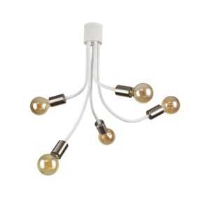 Gino Flexible Ceiling 5 Light E27 Satin White/Satin Nickel