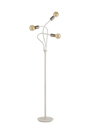 Gino Flexible Floor Lamp, 3 Light E27 Satin White/Satin Nickel