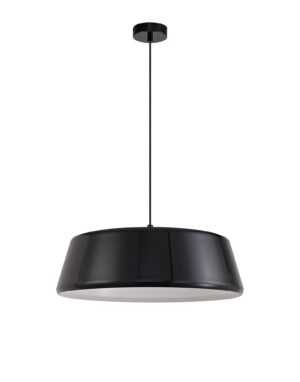 Kilkenny Single Large Pendant, 1 Light Adjustable E27, Gloss Black/Gloss White