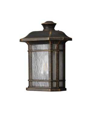 Litehouse Half Wall Lamp, 1 x E27, Brushed Black Gold/Seeded Glass, IP54, 2yrs Warranty