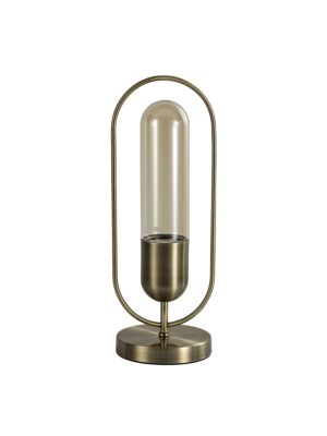 Mia Table Lamp, 1 x 7W LED, 4000K, 790lm, Antique Brass/Amber, 3yrs Warranty