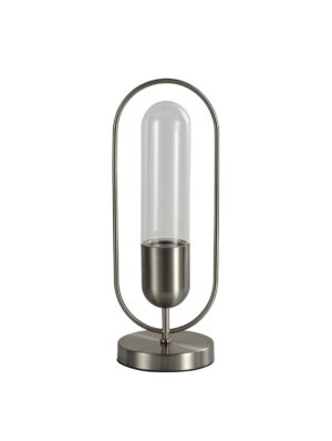 Mia Table Lamp, 1 x 7W LED, 4000K, 790lm, Satin Nickel/Clear, 3yrs Warranty