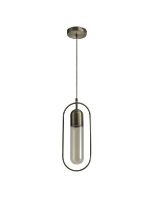Mia Pendant, 1 x 7W LED, 4000K, 790lm, Antique Brass/Amber, 3yrs Warranty