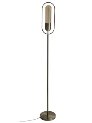 Mia Floor Lamp, 1 x 7W LED, 4000K, 790lm, Antique Brass/Amber, 3yrs Warranty