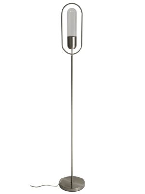 Mia Floor Lamp, 1 x 7W LED, 4000K, 790lm, Satin Nickel/Clear, 3yrs Warranty