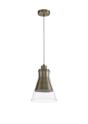 Miliano Pendant, 1 x E27, Antique Brass/Clear Glass