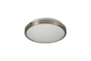 Morozo Ceiling, 1 x 12W LED, 4000K, 565lm, IP44, Satin Nickel/White, 3yrs Warranty
