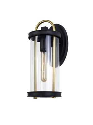Naomi Large Wall Lamp, 1 x E27, Black & Gold/Clear Glass, IP54, 2yrs Warranty