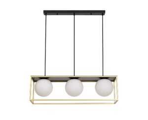 Norton Linear Pendant, 3 Light Adjustable E14, Matt Black/Painted Gold