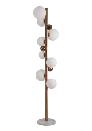 Palenti Floor Lamp, 8 x G9, Antique Copper/Opal & Copper Glass