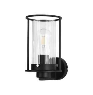 Riley Wall Light, 1 Light E27, Black/Clear Glass