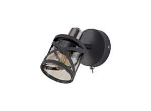 Tetron 1 Light Spotlight E14, Matt Grey/Polished Chrome/Cognac